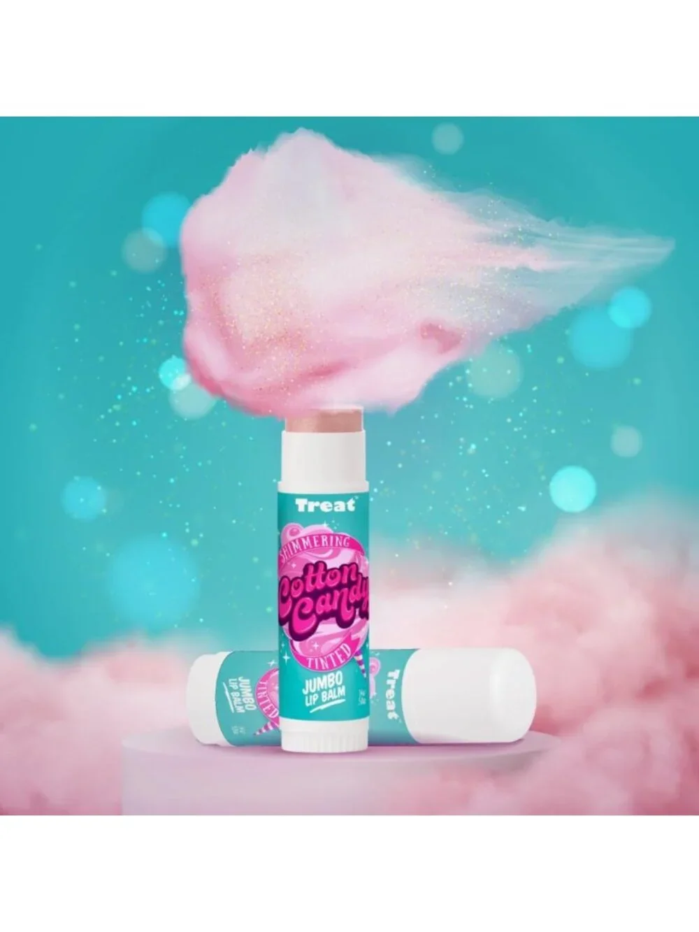 Jumbo Tinted Lip Balm - Shimmering Cotton Candy Flavor, Hydrating & Moisturizing